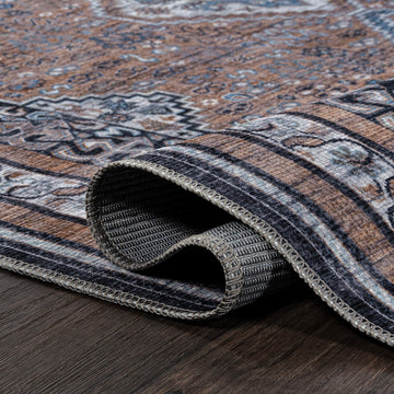 Dalyan Geometric Medallions Washable Area Rug
